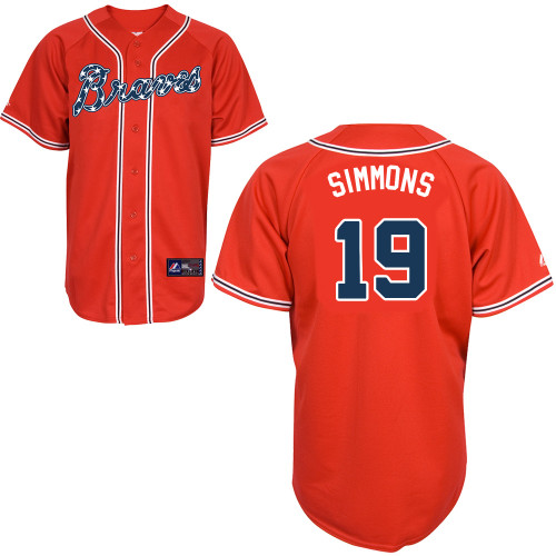 Andrelton Simmons #19 mlb Jersey-Atlanta Braves Women's Authentic 2014 Red Baseball Jersey